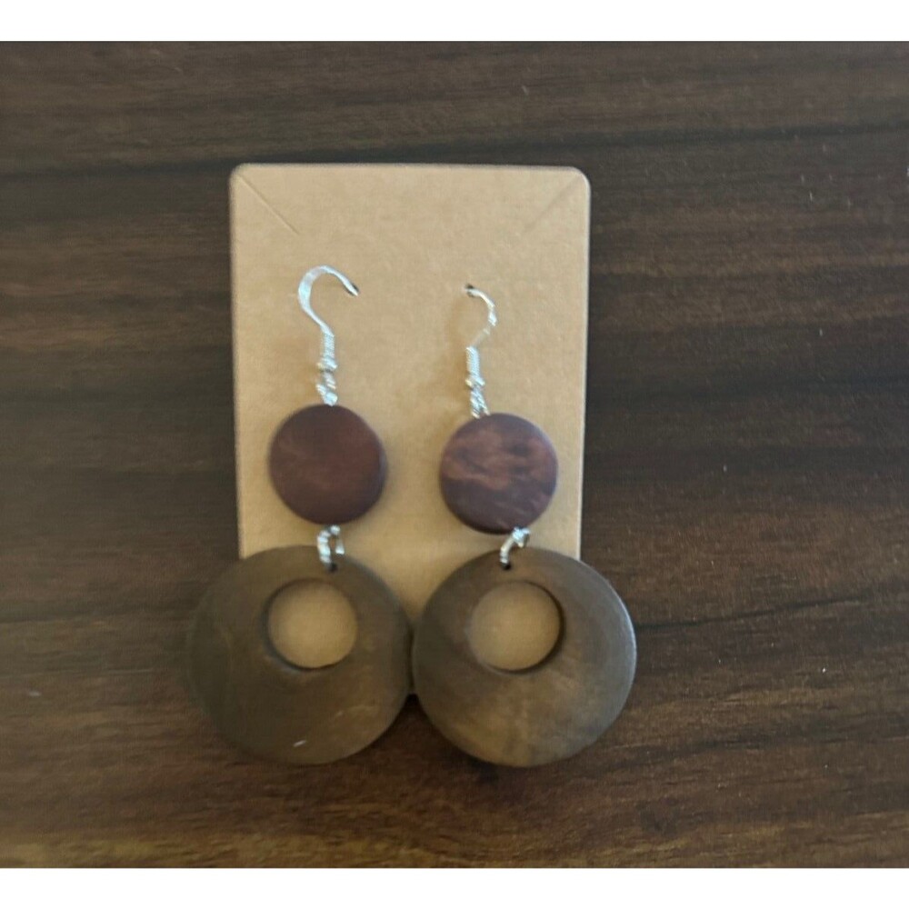 Simple Double Circle Wooden Jewelry Trendy Earrings